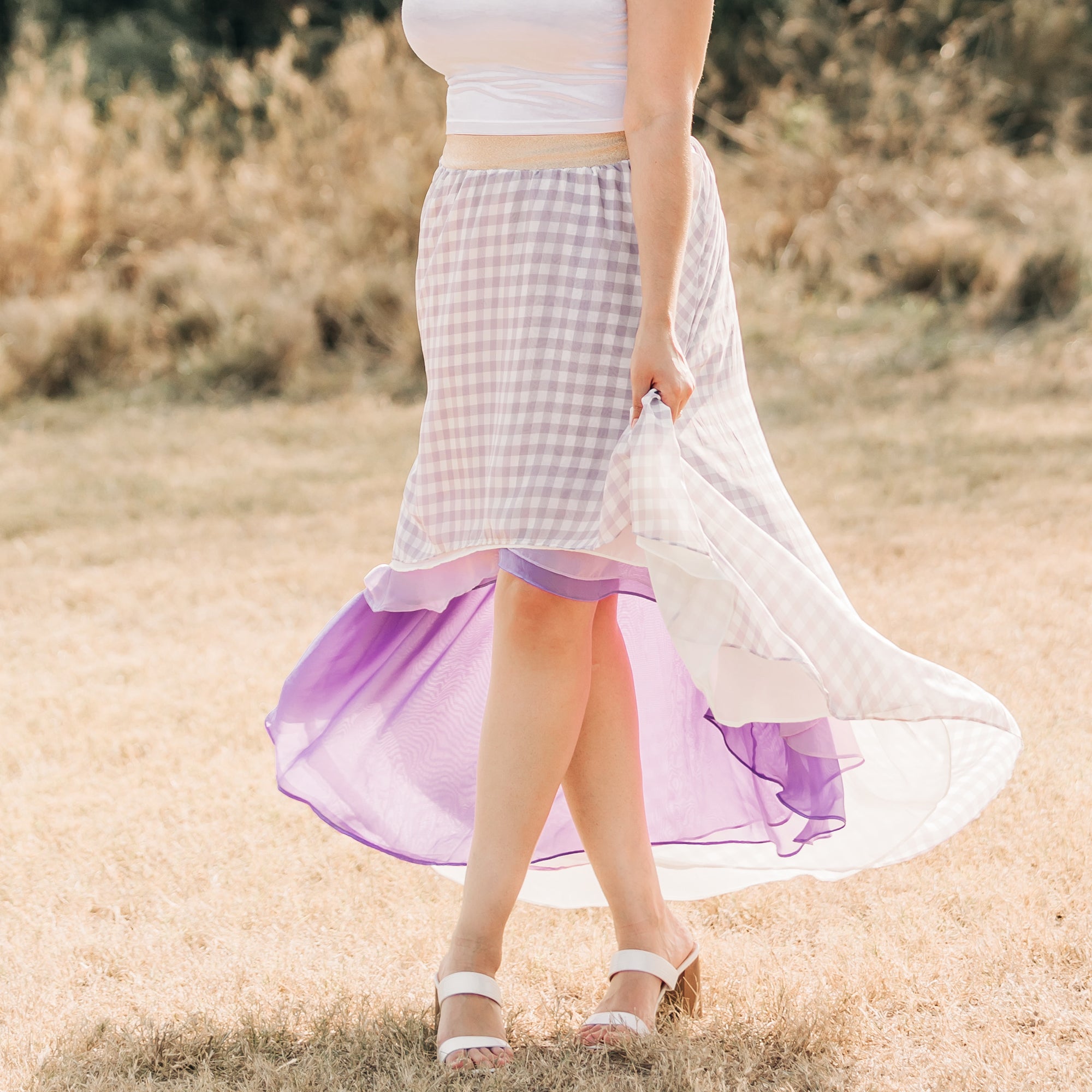 Lavender on sale gingham skirt