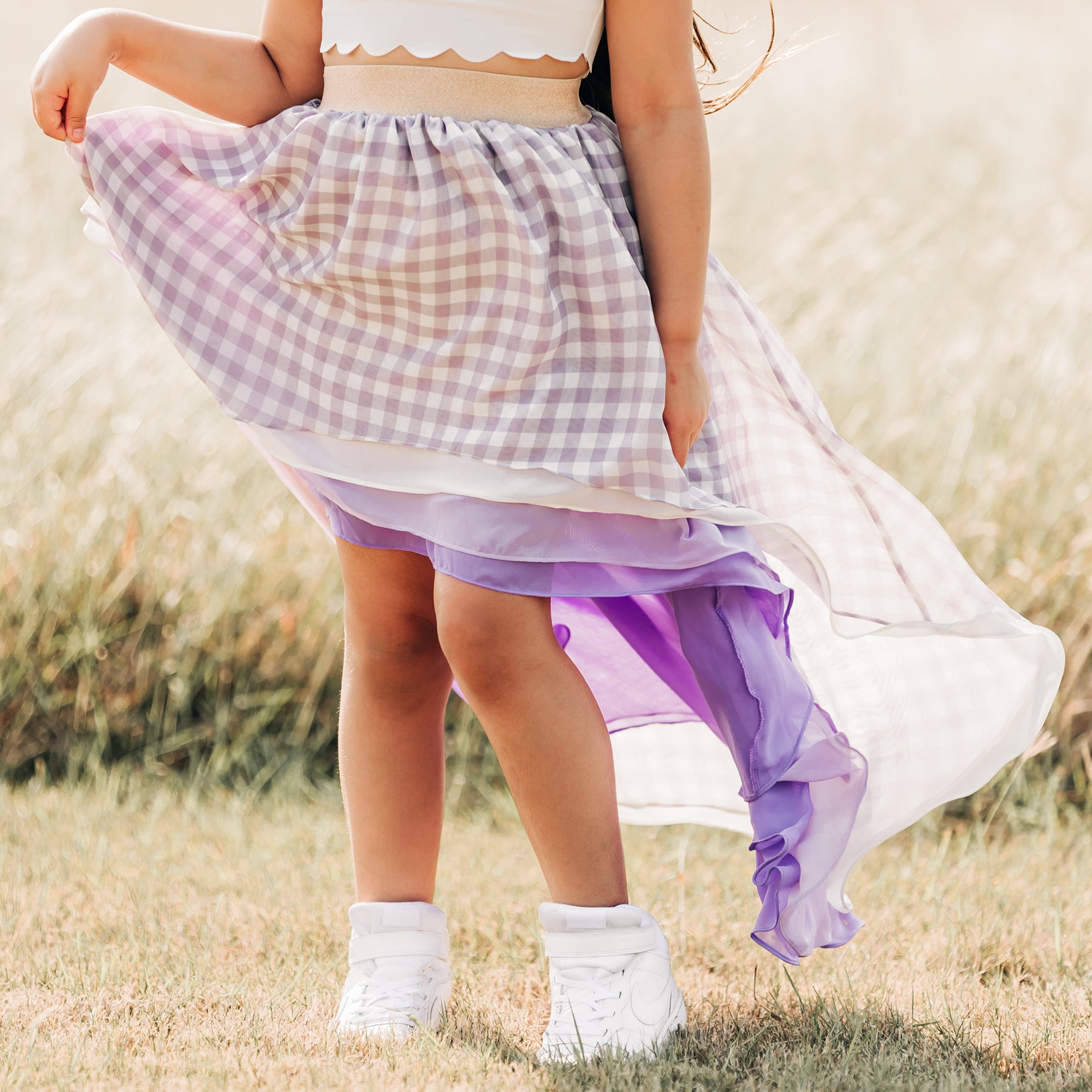 Lavender on sale gingham skirt