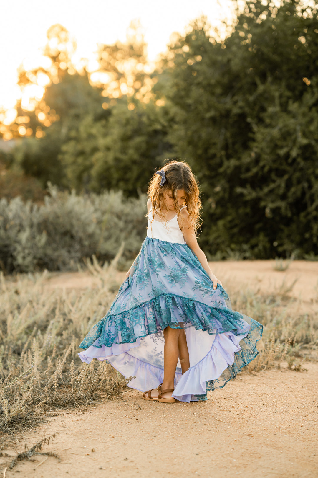 Blueberry Lace Ruffle Dress Handmade Children s Dresses