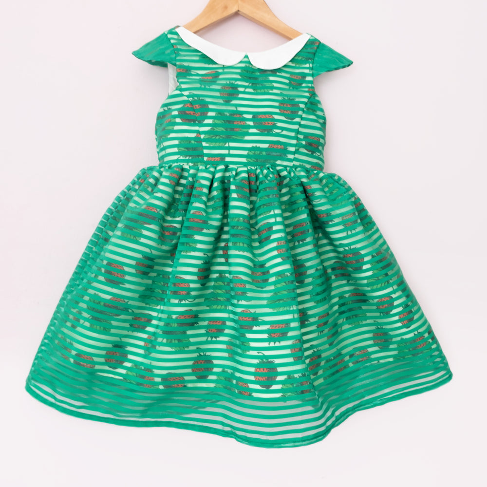 Green Strawberry Stripe Vivian - Material Flaw